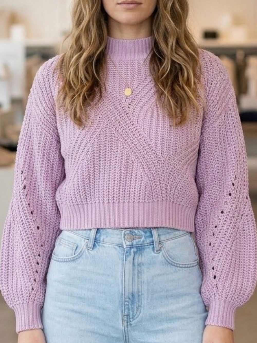 bp Nordstrom 100% Cotton Traveling Stitch Cable Knit Sweater in Pink Rose Size S